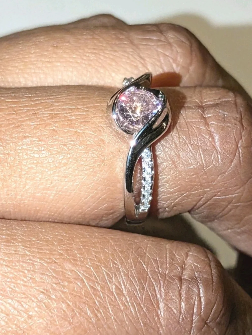 2Ct Round Cut Lab Created Pink Sapphire Minimalist Ring 14K White Gold Plated